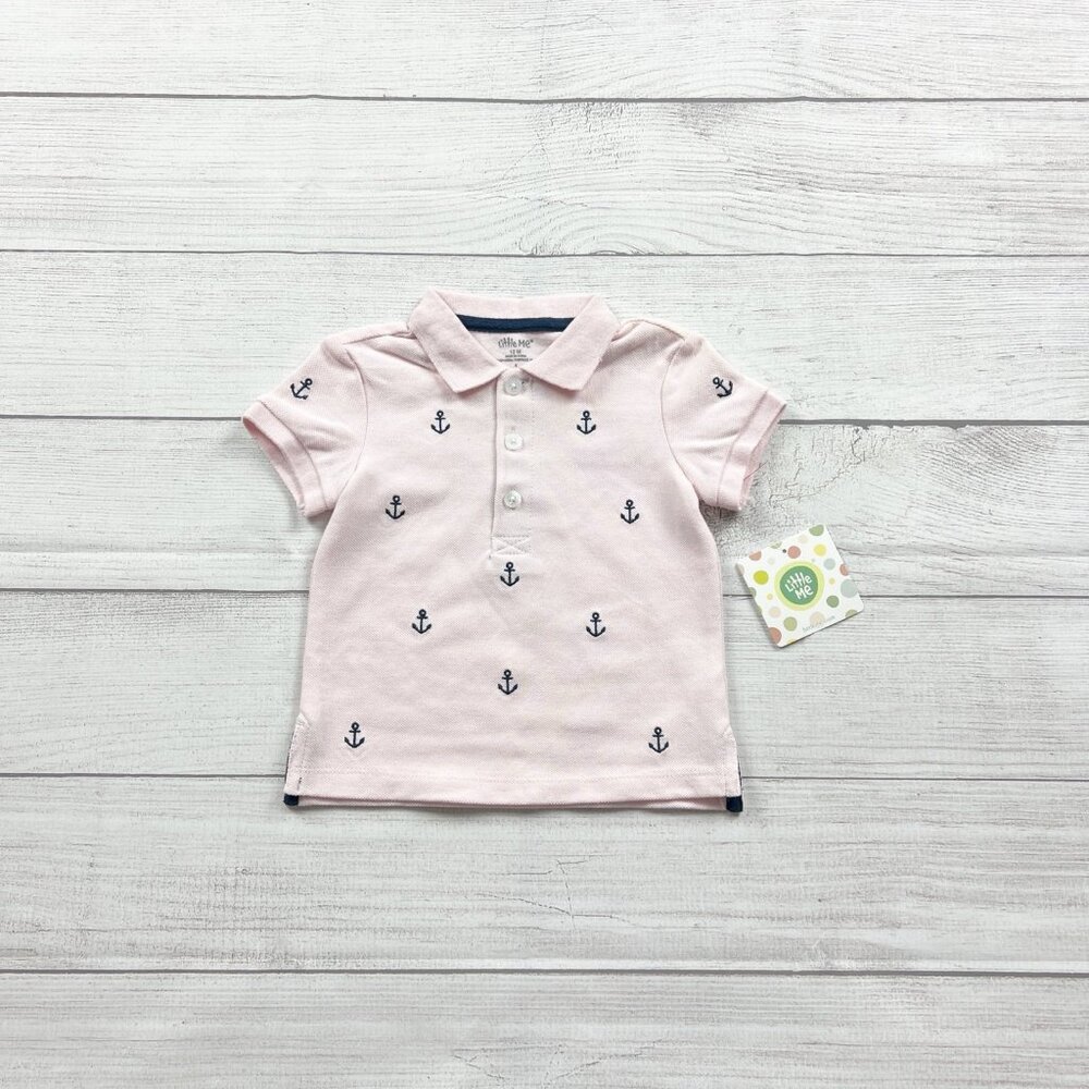 Little Me Toddler Boys Polo Shirt Anchor Print Collared Top NWT 12 Months